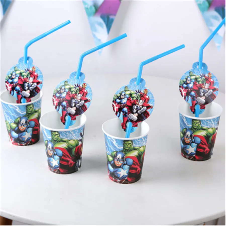 

Straw Avengers Party Supplies Party Decoration Disposable Straws Cups Super Hero Birthday Avenger Decoration Party Favors