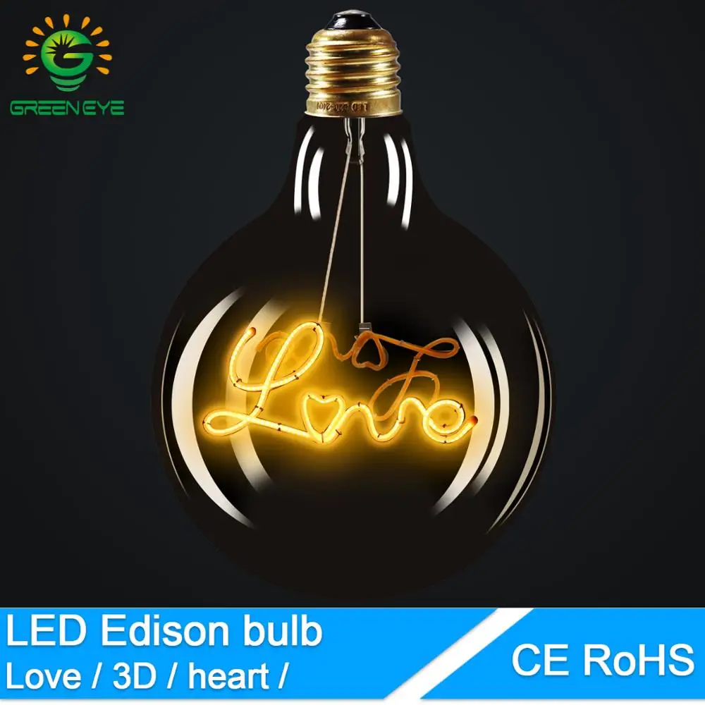 

Retro incandescent edison bulb led filament G125 G95 ST64 A60 110V 220V E27 led bulb 3D Decoration vintage glass lighting decor