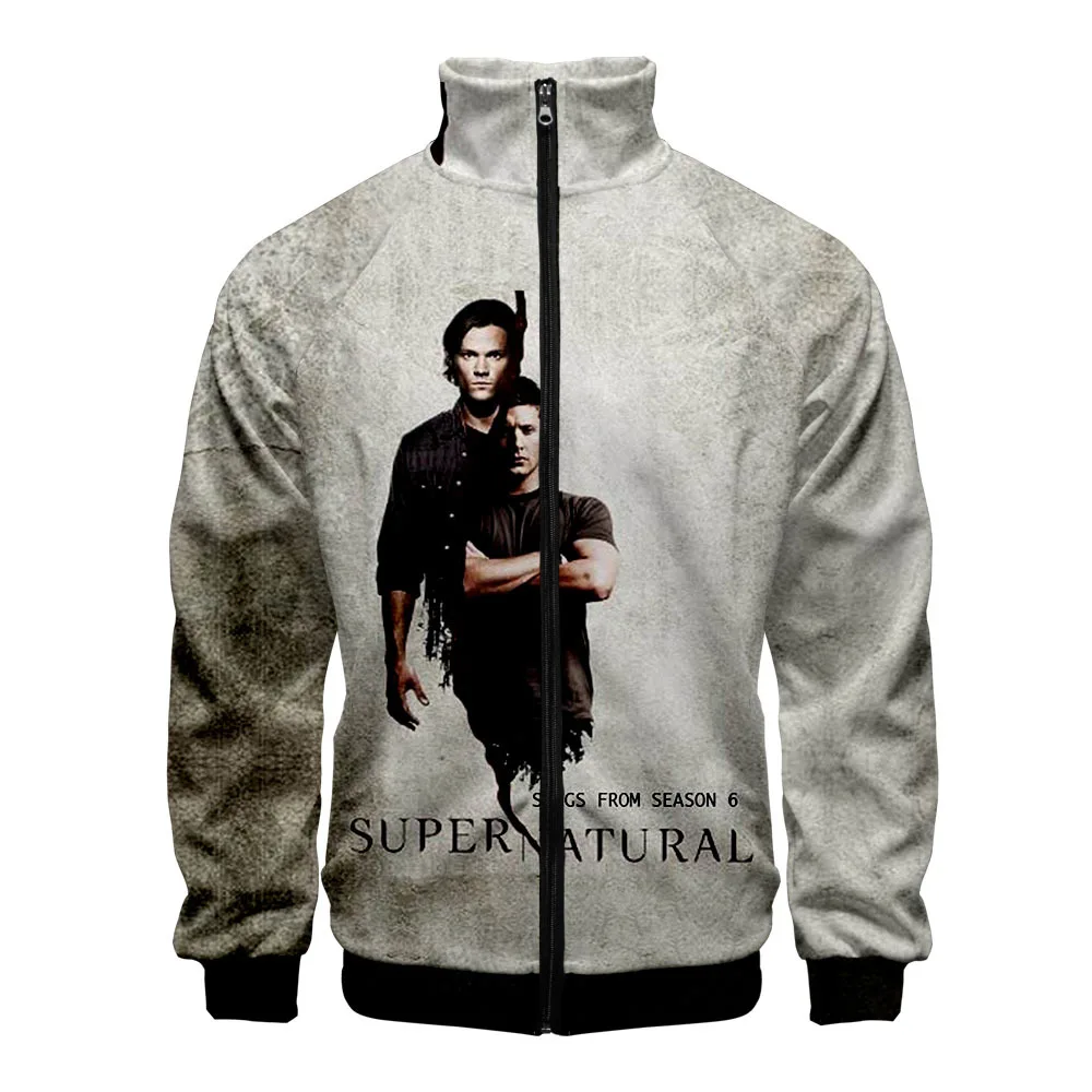

SPN Supernatural Zip Up Oversized Men Hoodies and Sweatshirt 3D Printed Stand Collar Zipper Jacket Casual Sportswear Streetwear