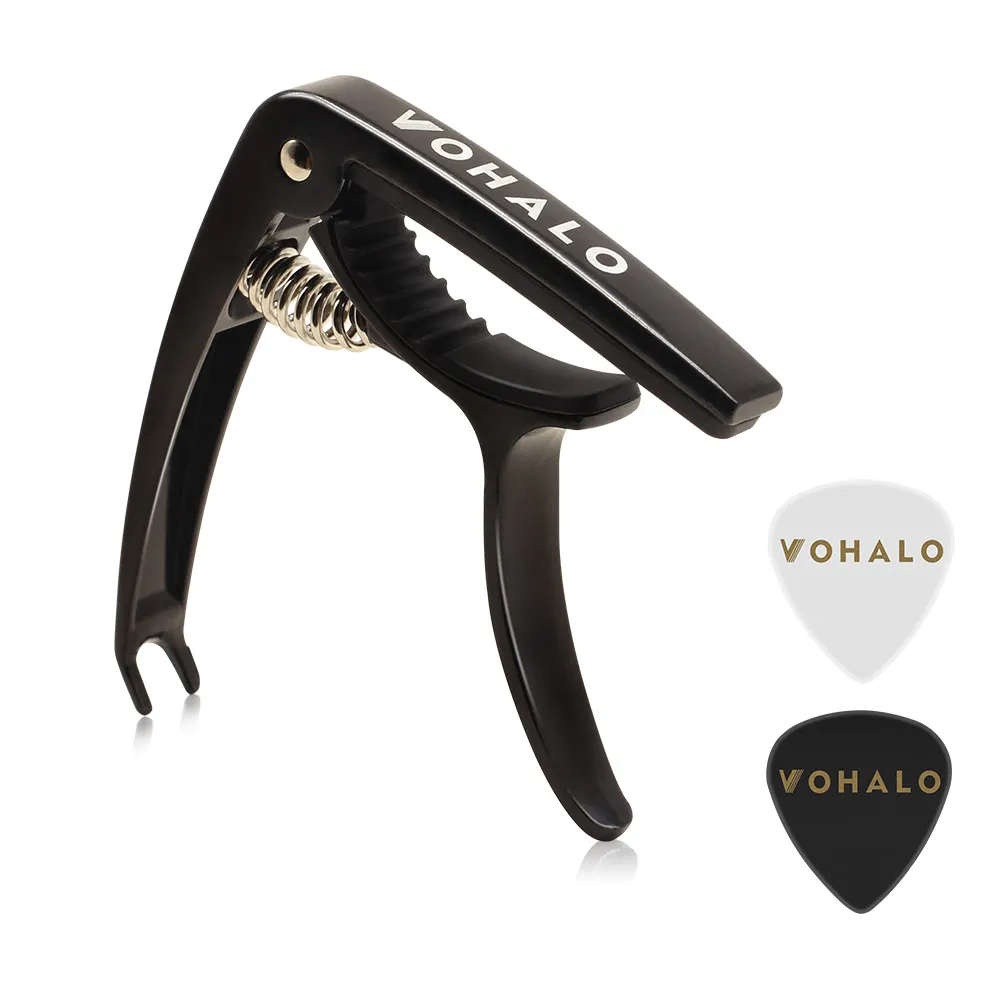 1 pc schwarz zink legierung gitarre capo für akustische elektrische gitarren ukulele mandoline banjo mit 2 picks free global shipping