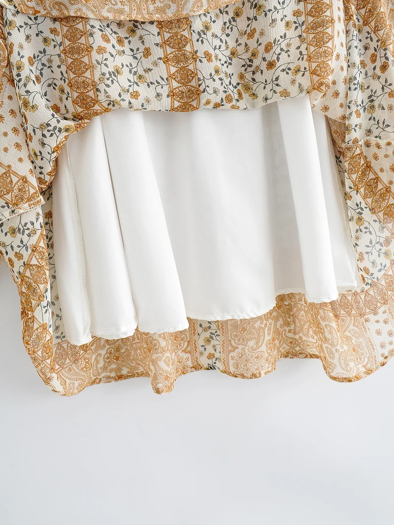 Женское богемное шифоновое платье с цветочным принтом Пляжное мини-платье