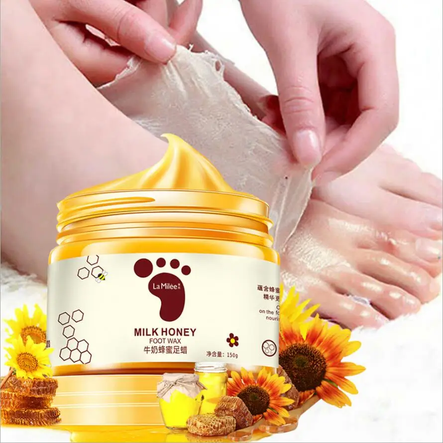 

150g Honey Milk Foot Wax Feet Mask Moisturizing Hydrating Nourishing Whitening Skin Care Peel Off Skin Care Exfoliating Anti-dry