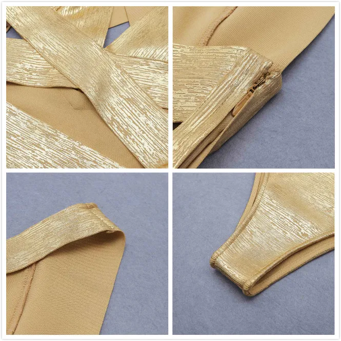 

2020 New Women Bodysuits Sexy Gold Sleeeveless Off Shoulder Hollow Out Bodycon Rompers Nightclub Bandage Bodysuits Wholesale