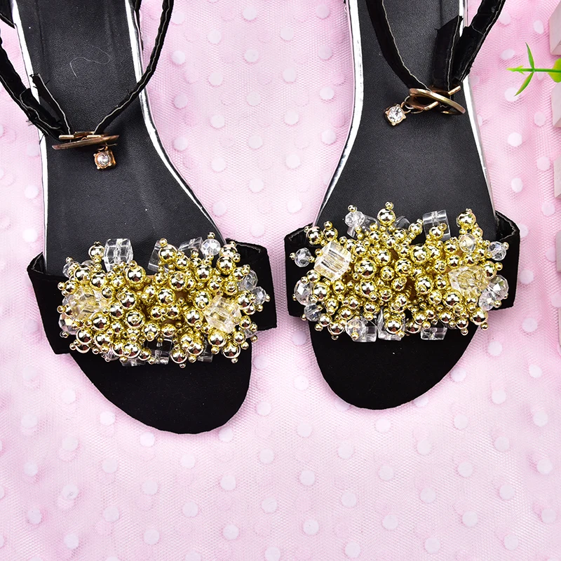 Нашивки с бусинами и цветами для обуви 8 5*5 5 см нашивки кристаллами аппликация на