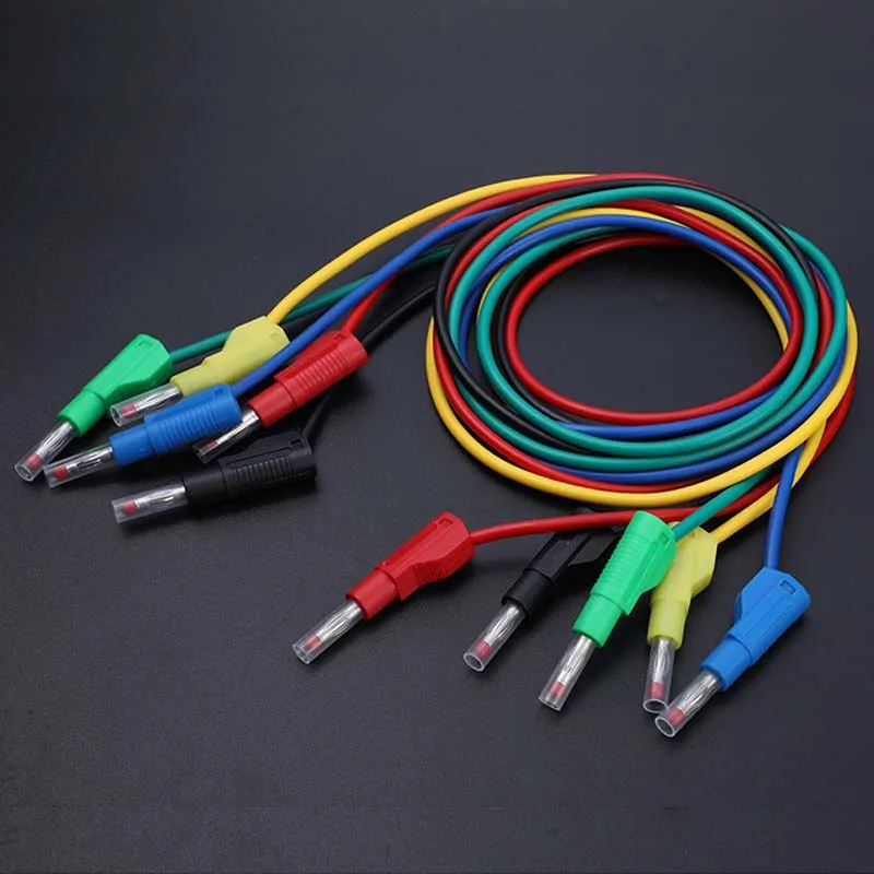 

1 Set 5 Colors 14AWG 100cm Long Test Lead Cables 4mm Stackable Banana Plug Retractable Shrouds for Multimeter Wire Pen