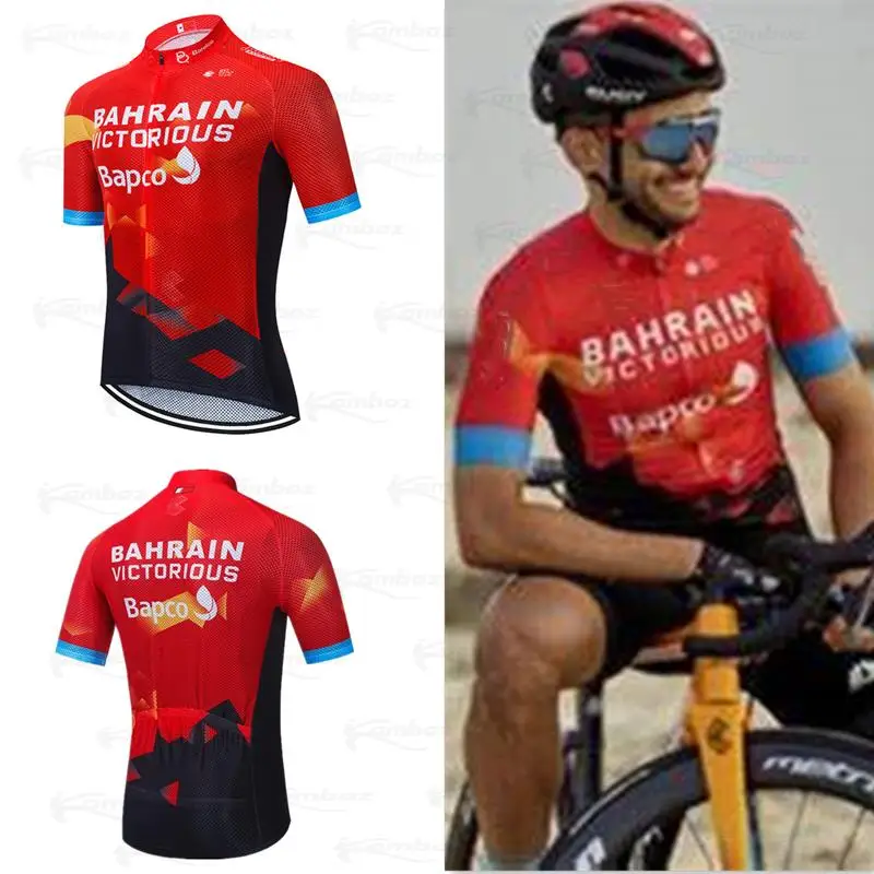 

Bahrain 2021 Cycling Jersey Men Ropa Ciclismo Team Short Sleeve Summer Road Bike Shirts Bicycle Wear Maillot Clothing New
