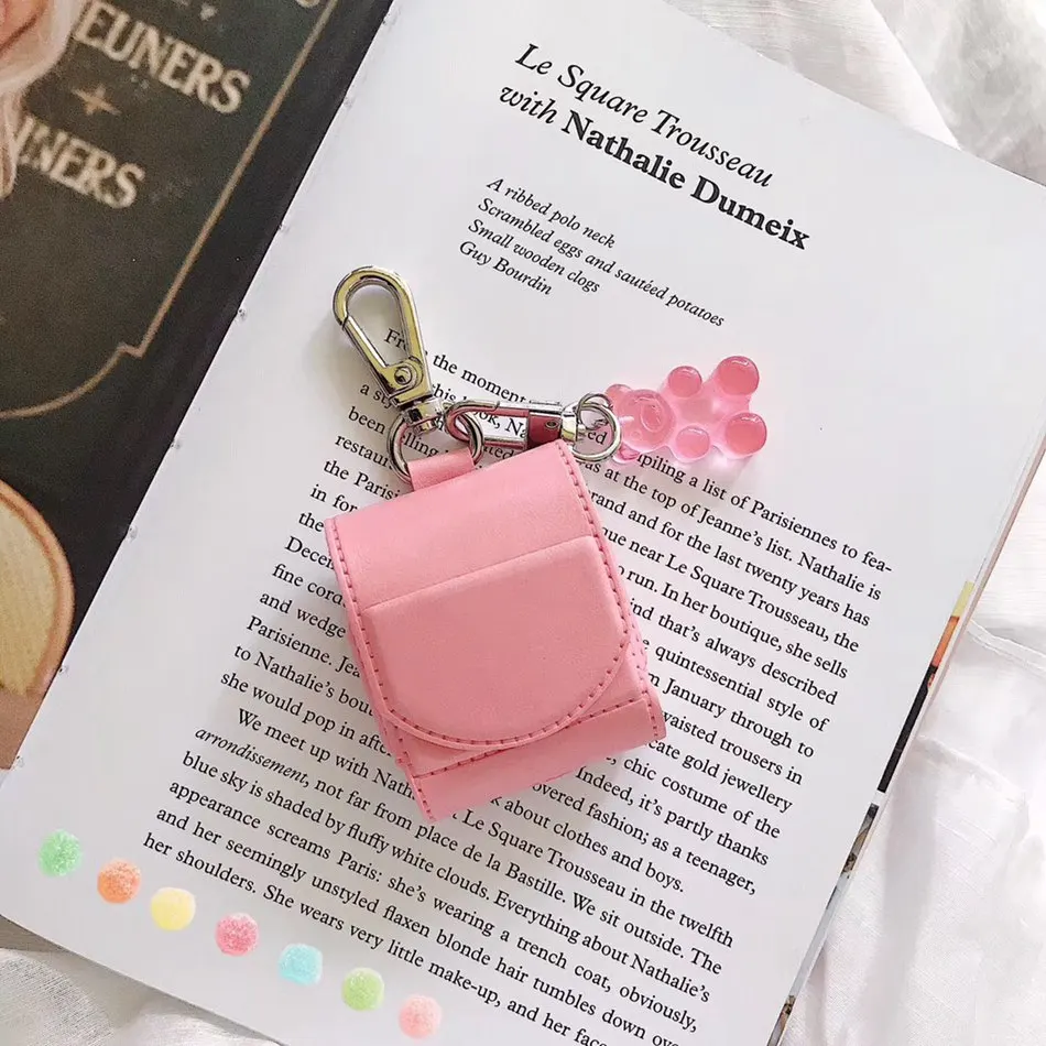 Pink Bear Чехол для AirPods милый мультяшный слон кожухи головных телефонов для Apple Airpods 2 забавные аксессуары защитный чехол с кольцом на палец - Цвет: Pink Bear