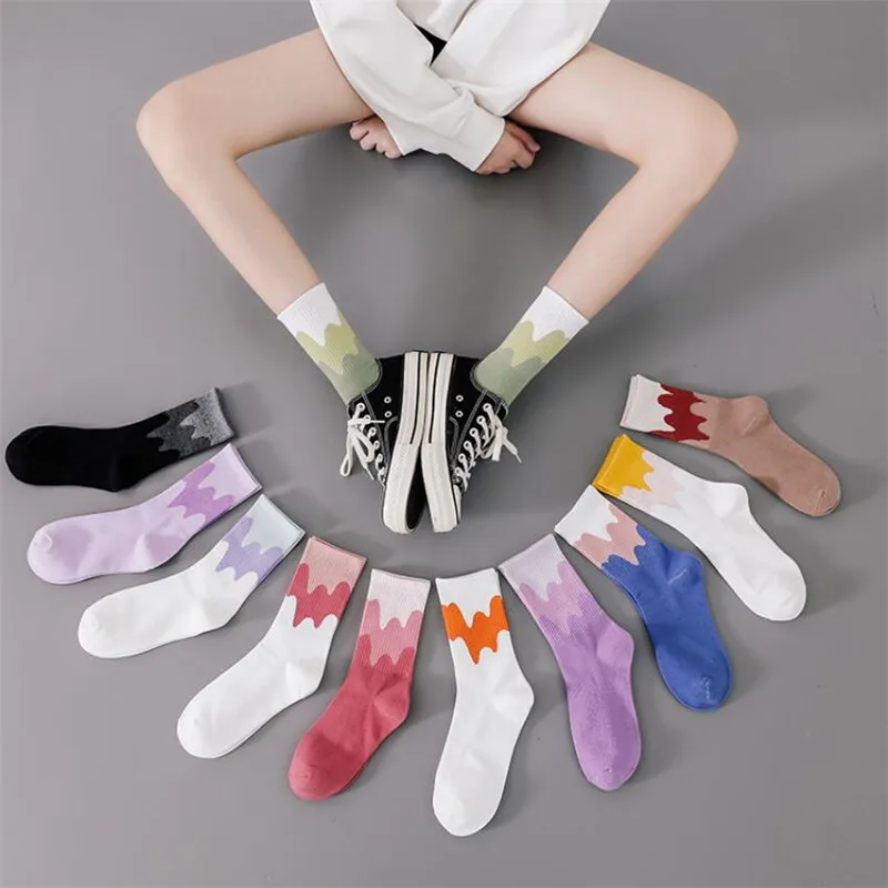 

5 Pairs Women's Cotton Socks Street Style Colorful Splicing patterned Sock Ladies And Woman's Fashion Lovely Funny Sock
