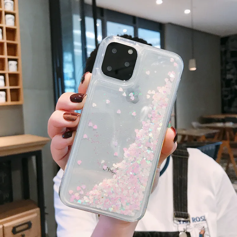 white Яркий блестящий динамический песок мягкий чехол для iphone 11 чехол для телефона iphone 11 Pro Max iphone 11 pro ip11 fundas Capa - Цвет: white