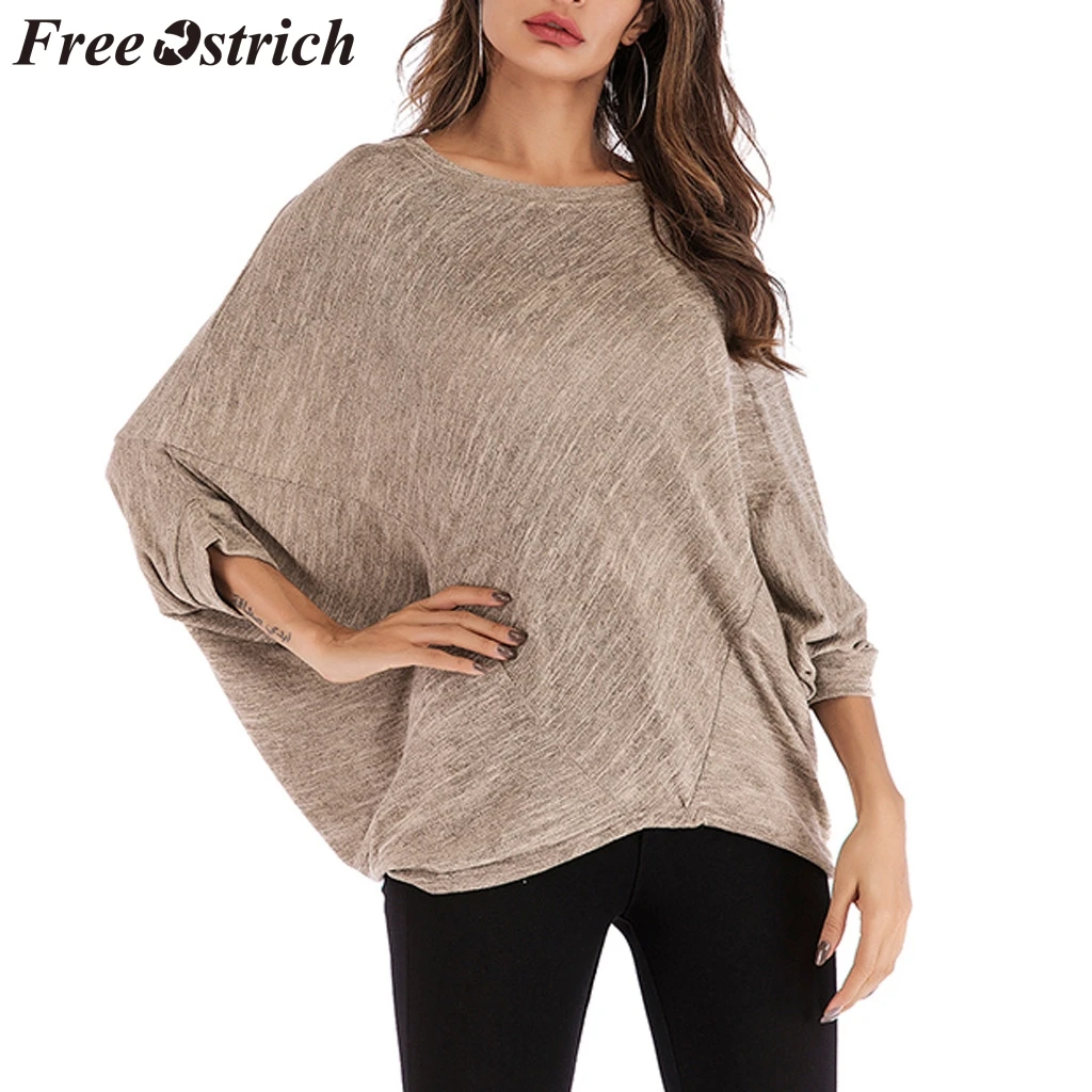 Свободный облегающий свитер OSTRICH большого размера с круглым вырезом и рукавами