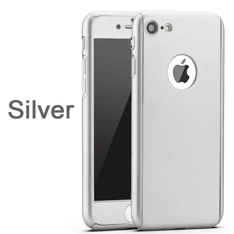 Роскошный 360 полный защитный чехол для телефона для iPhone 6 6s 7 8 Plus Coque чехол для iPhone 11 Pro XS чехол для MAX XR 5 5S крышка со стеклом - Цвет: Silver