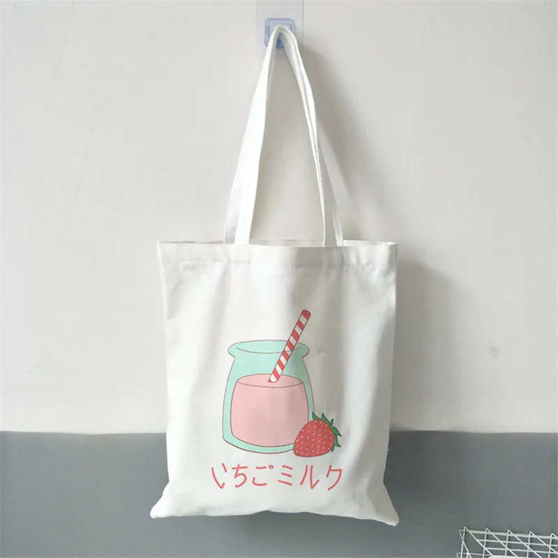 

Canvas Shoulder bag for Women fruit juice Print Large Capacity Female Shopping Bag Reusable Eco Tote Bag Ladies sac shopping