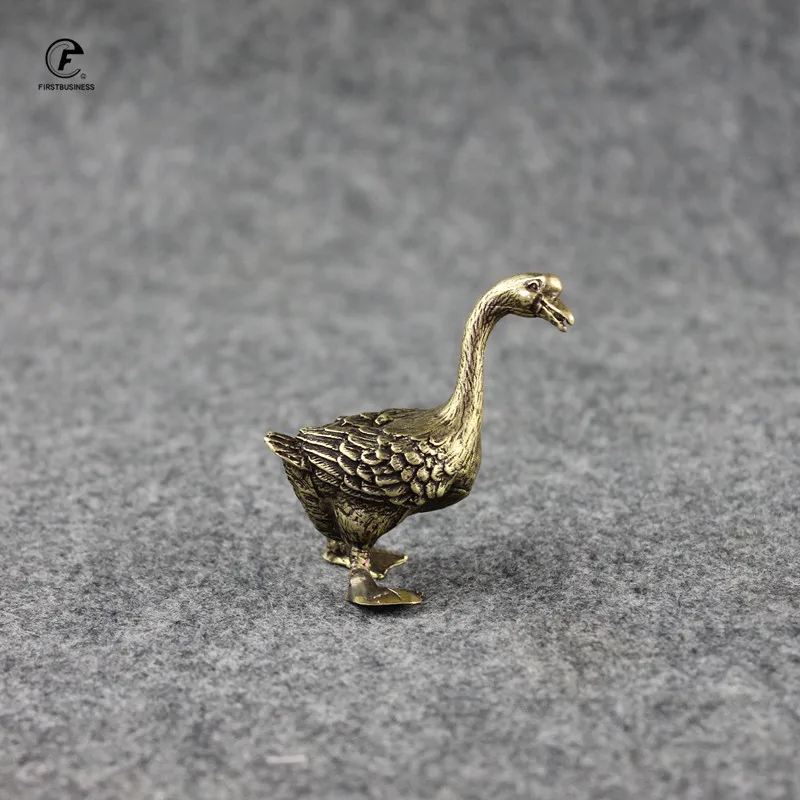 Ретро Медные Твердые гусиные фигурки маленькие статуи животных украшения