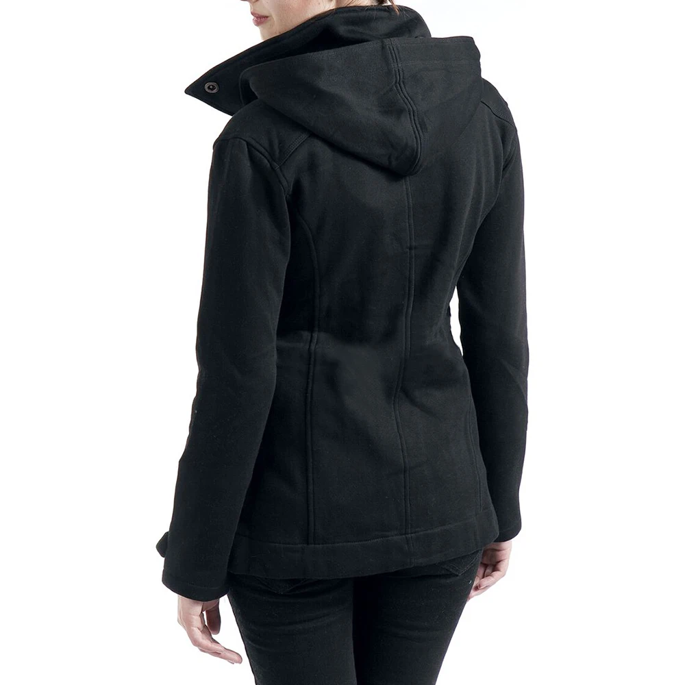 Однотонная зимняя куртка с капюшоном женское двубортное пальто длинным рукавом