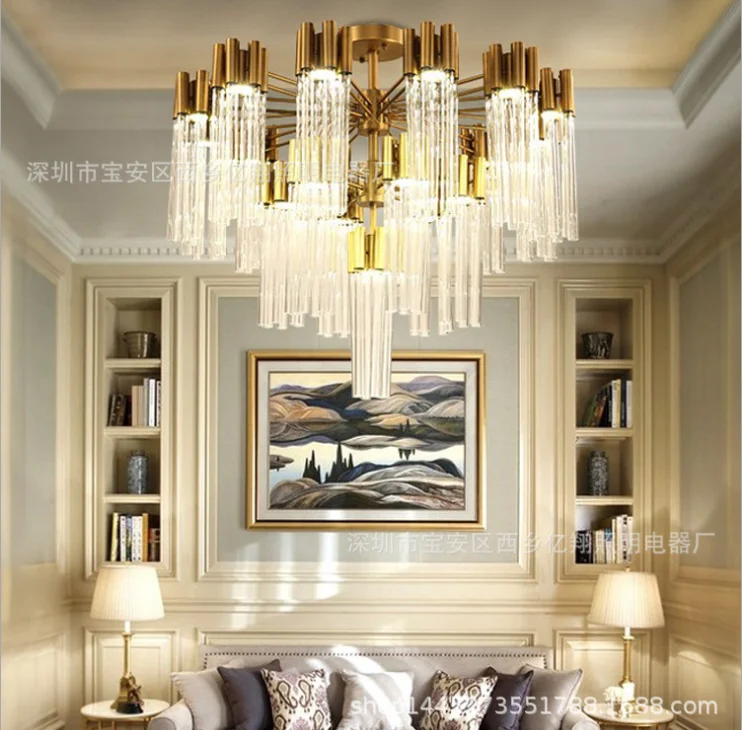 

2020 новый круглый хрустальный светильник для зала гостиной, роскошная простая постсовременная Роскошная атмосферная люстра для спальни