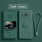 Чехол Poco X3 про из жидкого силикона с кольцом-держателем, мягкий чехол с ремешком, защита для камеры, корпус для телефона сяоми Poco X3 Pocox3 х 3 poko x3 nfs про NFC чехлы обложка
