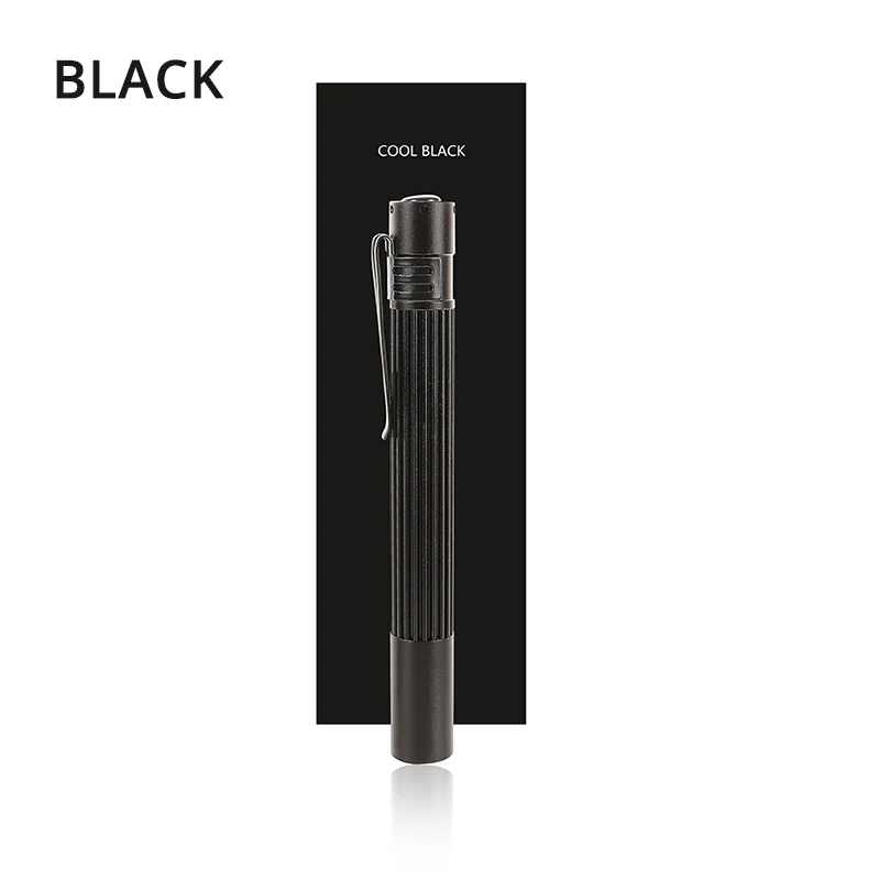 Black body Портативный светодиодный фонарик с зажимом для ручки, нескользящий, водонепроницаемый, алюминиевый сплав, супер яркий мини-фонарь, Питание от 2 батареек AAA - Испускаемый цвет: Black body