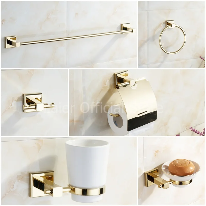 

Vidric gold cup holder Brass Bathroom Ceramic toothbrush holder Chrome Finish Modern style
