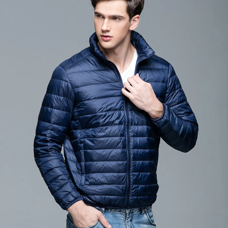 Pato para Baixo Novo Outono Inverno Sólido Parkas Homem Jaqueta Ultra Leve Fino Tamanho Grande Jaquetas Masculino Gola Outerwear Cabolsa Y003 2022