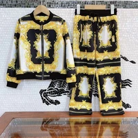 designerboys casual western cardigan jacket trousers 2 piece suit autumn 2021 new positioning printing coat two piece suit