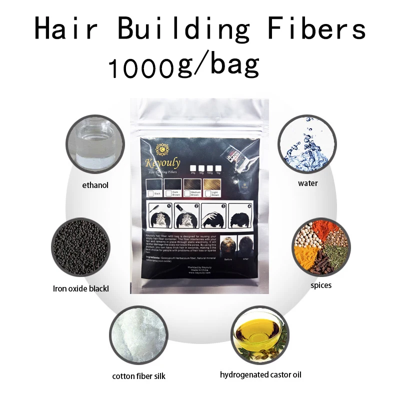 Ensiferum Keyouly 1000 г волосы строительное волокно Порошок Заправка мешок 4 цвета волокна
