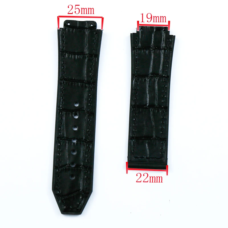 Watch accessories for Hublot leather strap 19mm x 25mm men's and women's rubber sports waterproof strap hublot folding buckle