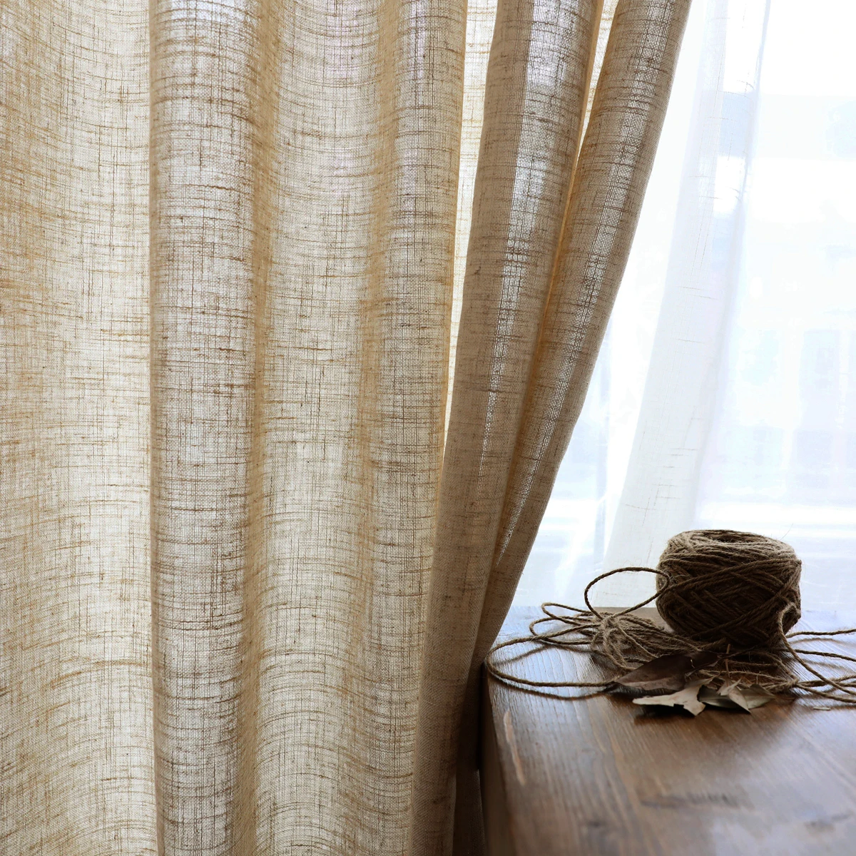 

Modern linen semi-Blackout ramie curtain cross hemp gauze Norse hemp yarn pure color cotton linen curtain Fabric wholesale