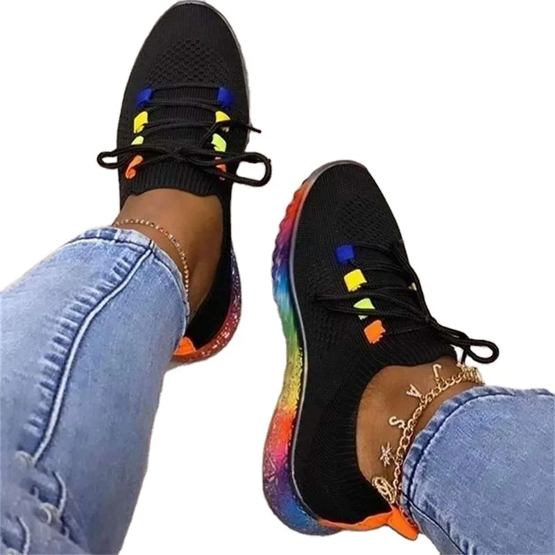 

Women's Vulcanized Shoes Platform Ladies Breathable Sneakers Flat Lace Up Female Casual Comfort Plus Size Women Shoe