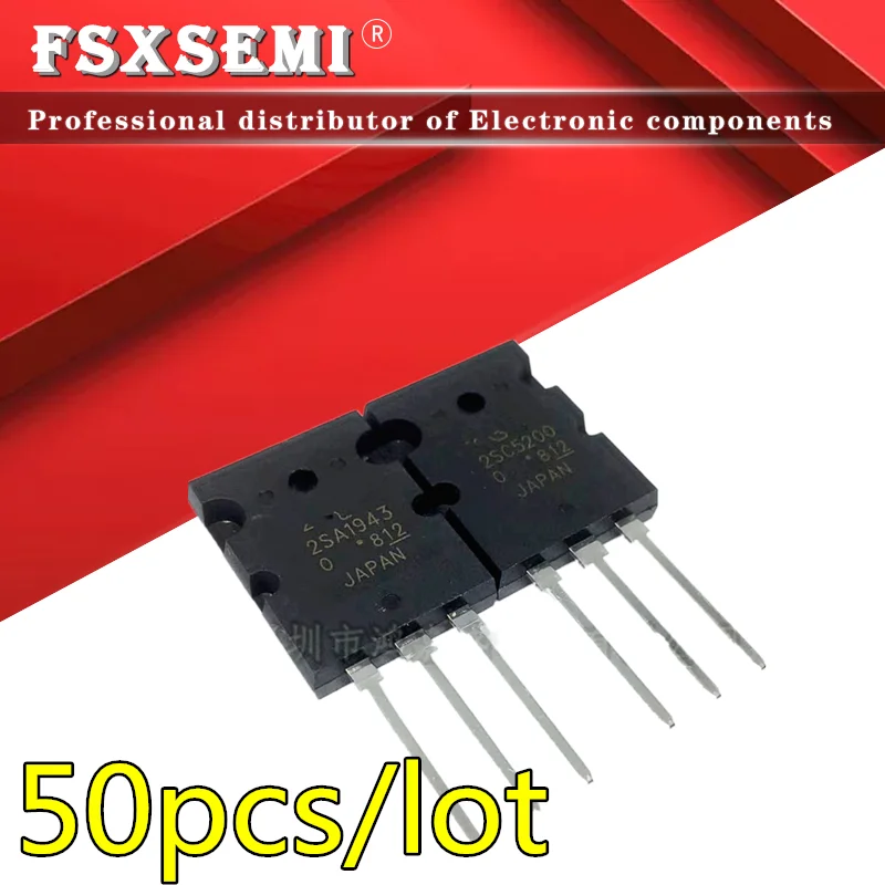 

50pcs/lot 2SC5200 TO-3P 2SA1943 TO-247 Power amplifier tube C5200 A1943
