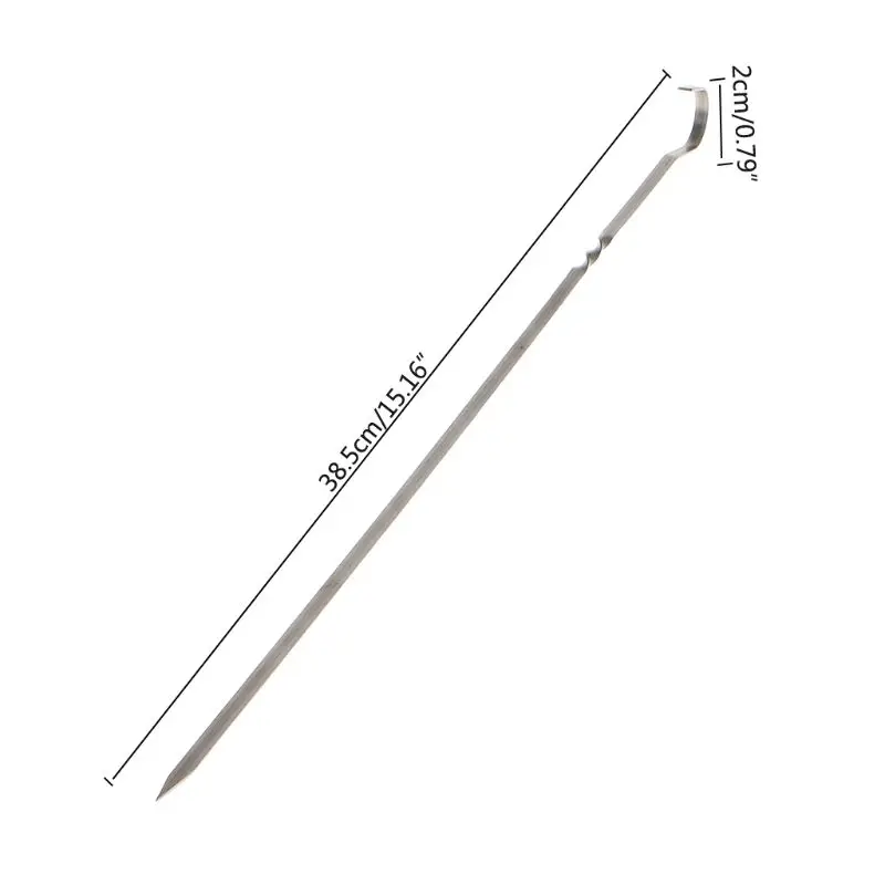 

10 Pcs Stainless Steel Flat Meat Skewers For Outdoor BBQ Barbecue W3JA