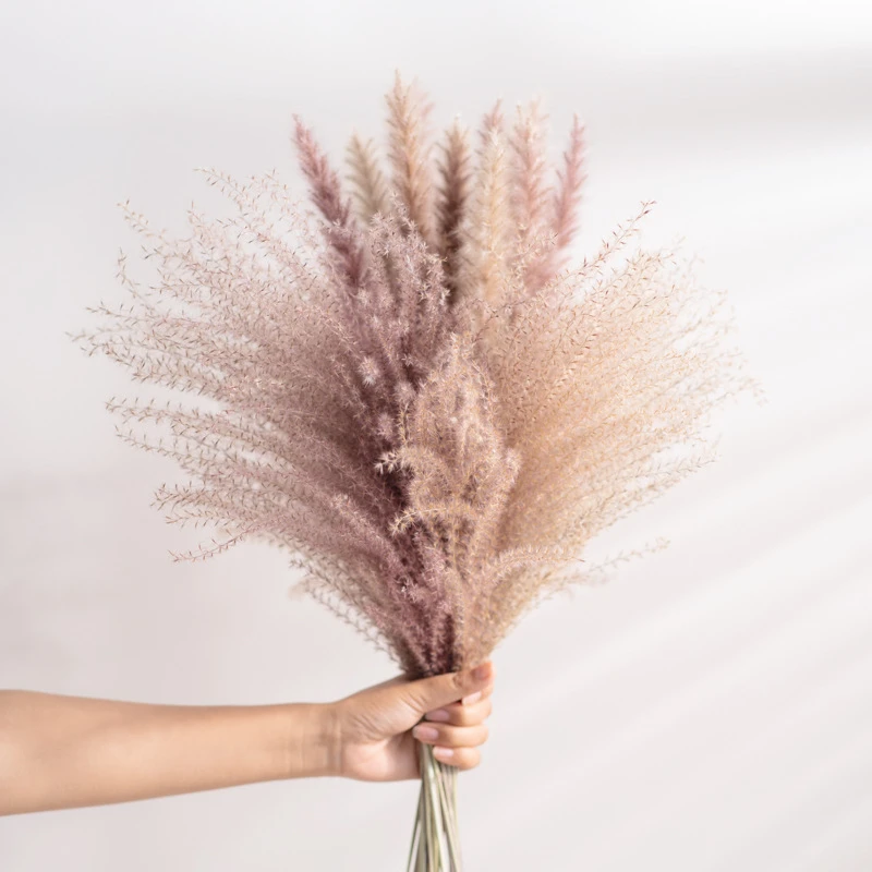 

30PCS Real Dried Reed Flowers Whisk Grass Bouquet Artificial Plants Flores Coffee Shop Wedding Party Decor Photography Props
