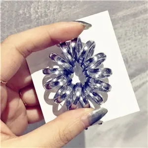 Blue ; модная базовая Серебряная резиновая Корейская плетенная обувь для девочек; телефонное кольцо для волос; эластичная резинка для волос - Цвет: Blue