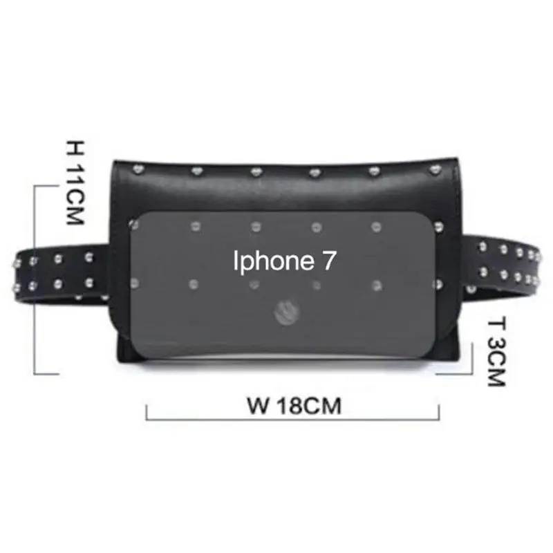 Модные Черные Кожаные Стильные Заклепки Фанни поясная сумка пакет Кошелек для