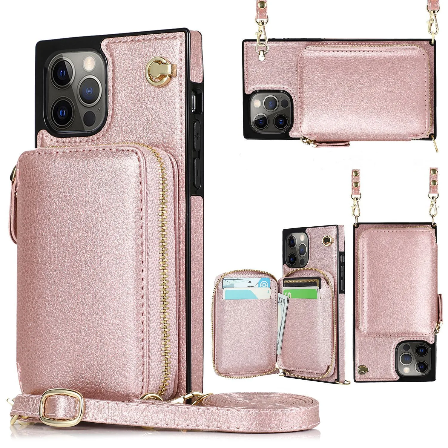 

Zipper Crossbody Flip Leather TPU Phone Case for Samsung Note 20 S20 Ultra Card Holder Back Coques for Samsung A51 A71 A70 A50