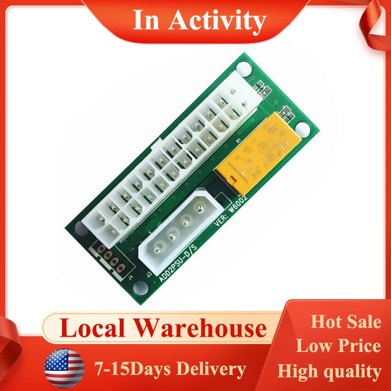 

Add Dual PSU Power Supply Sync Adapter Connector ATX 24Pin To 4pin Molex Synchronous Connector Riser Cable Card Miner Mining