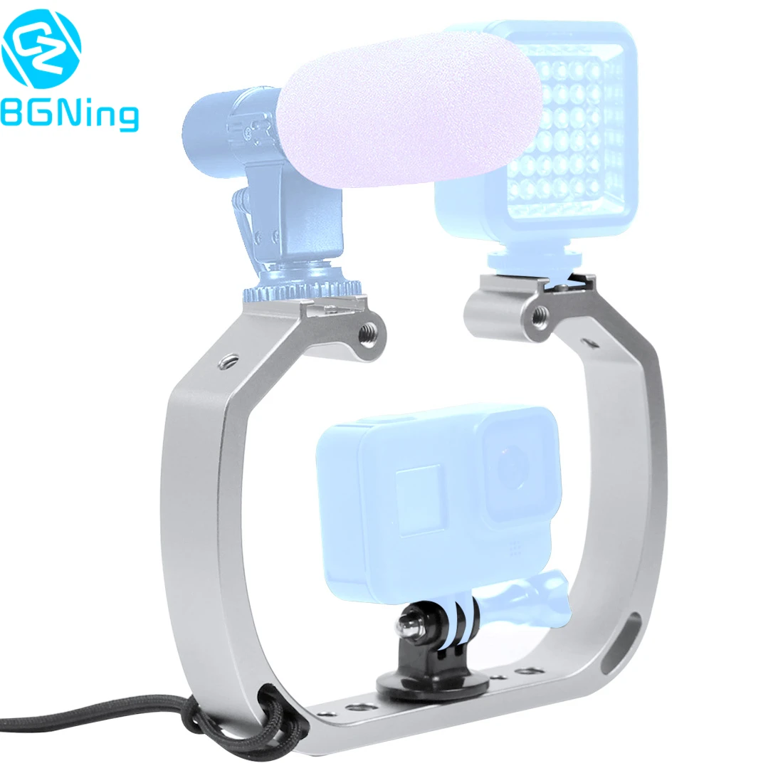 

Dual Handle Scuba Diving Bracket Flash Light Stand Frame Kit for Gopro Hero 11 Action Cameras Camcorder w/ Hot shoe Mount