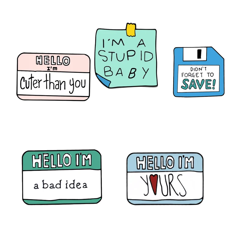 Эмалированная булавка с юмором и диалогом мультяшная этикетка броши для карт