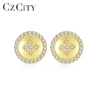 czcity cute circle round flower stud earrings for women s925 little daisy new arrival jewelry christmas gifts
