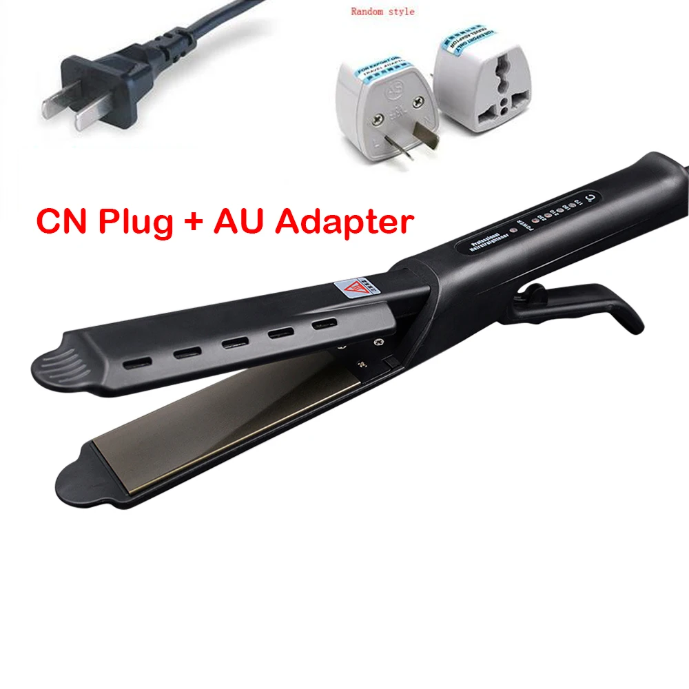 CN Plug AU Adapter Professional Salon Ceramic Tourmaline Ionic Flat Iron Hair Straightener Salon Glider hair straightening hair styling accessories - Цвет: CN Plug AU Adapter
