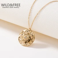 wildfree trendy stainless steel jewelry womens neck chain gold plated star necklace pendant necklace valentines day gift