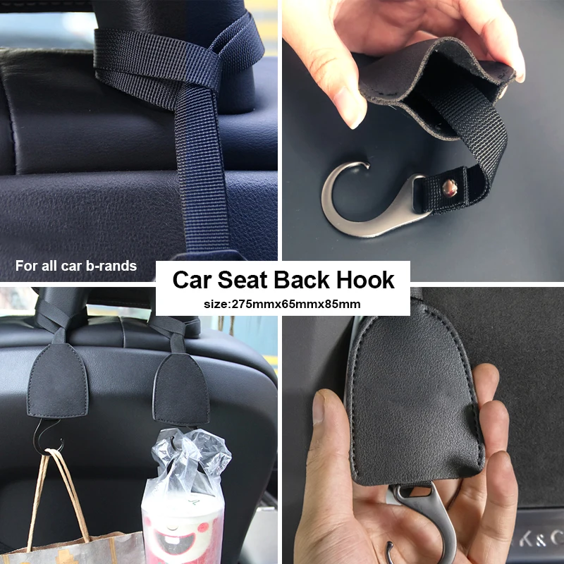 

1pcs Car Seat Leather Logo Black Hook for Kia Sportage 2017 Rio 4 5 Ceed Jd K5 2003 Cerato 2011 Picanto Niro Soul Accessories