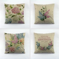 spring flower pattern printed throw cuchion cover european flower design liene pillow case for car seat