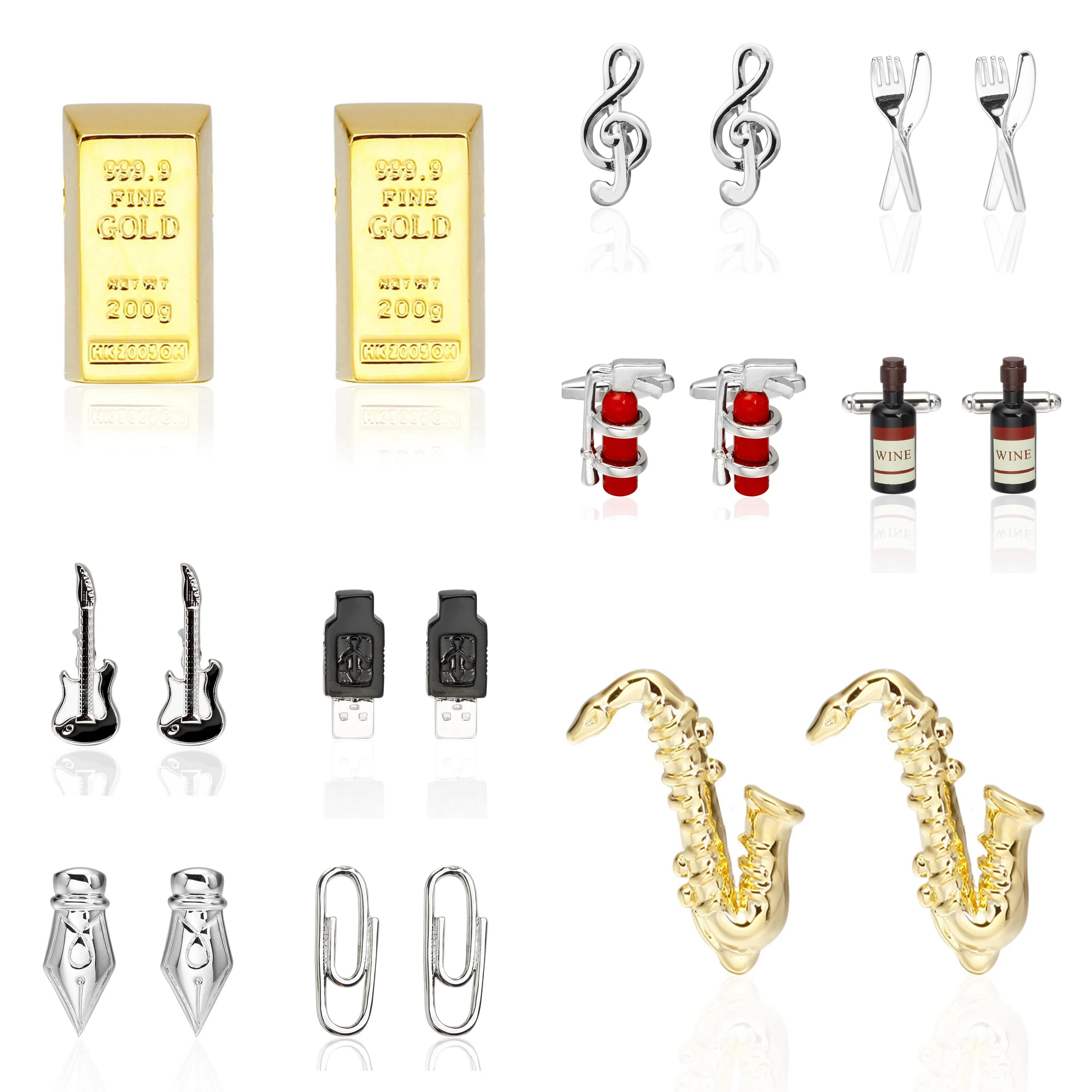 Популярные эмалированные запонки дизайн покера/футбола/гитары французские