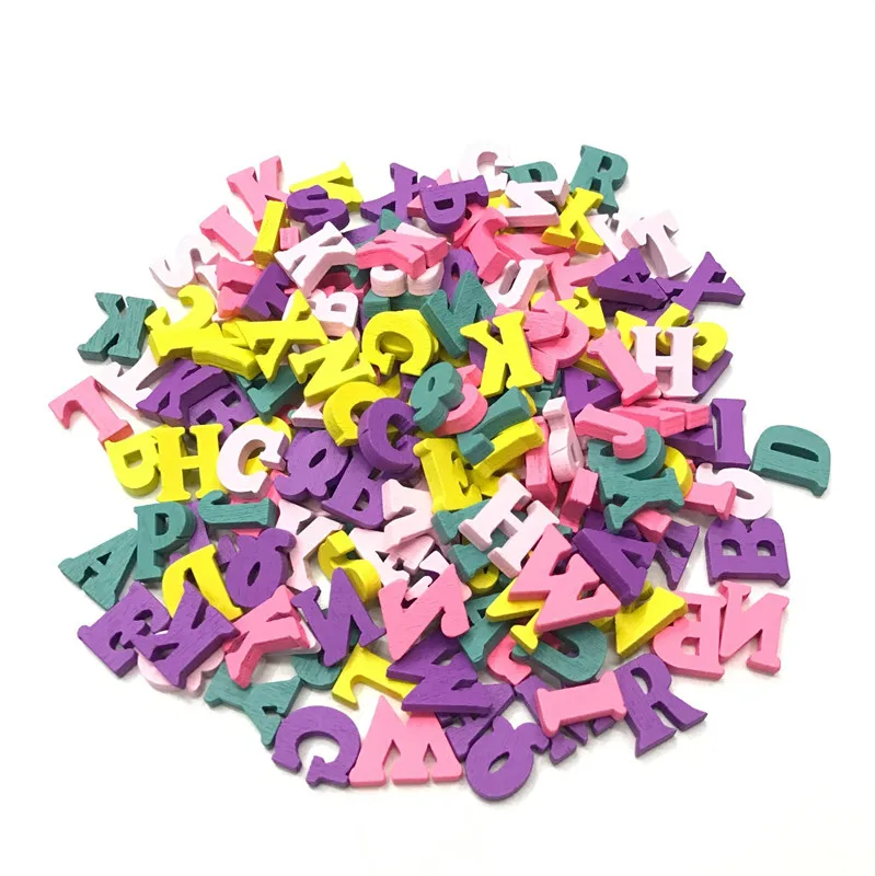 100 шт конфеты Цвета смешанный деревянный алфавитный набор сделай сам для