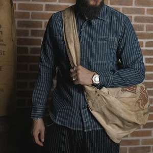 ВИНТАЖНАЯ ДЖИНСОВАЯ Рабочая Рубашка Wabash в полоску с отверстиями для вентиляционного отверстия