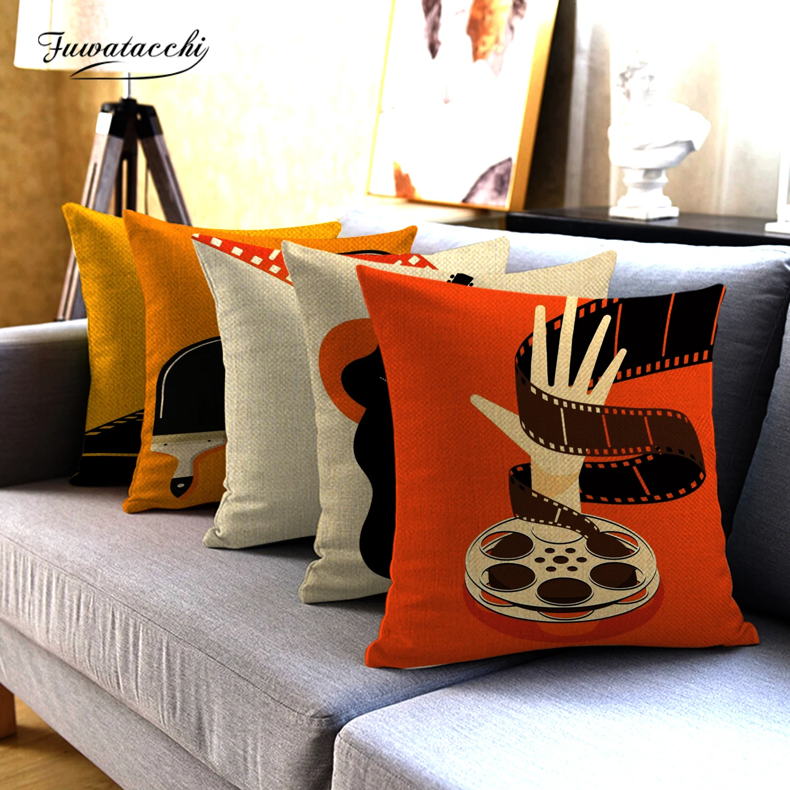 

Fuwatacchi Music Style Pillow Case Linen High Quality Cushion Cover For Home Sofa Pillowcases Support Distributors Fast Delivery