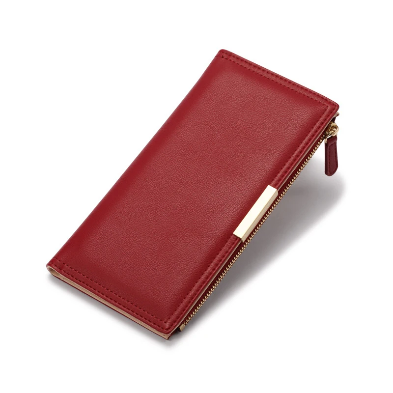 

2021 Leather Women Wallet Buckle Women Money Bag Zipper Coin Purse Female Envelope Wallet Money Card ID Holder Bag Wallet Pocket