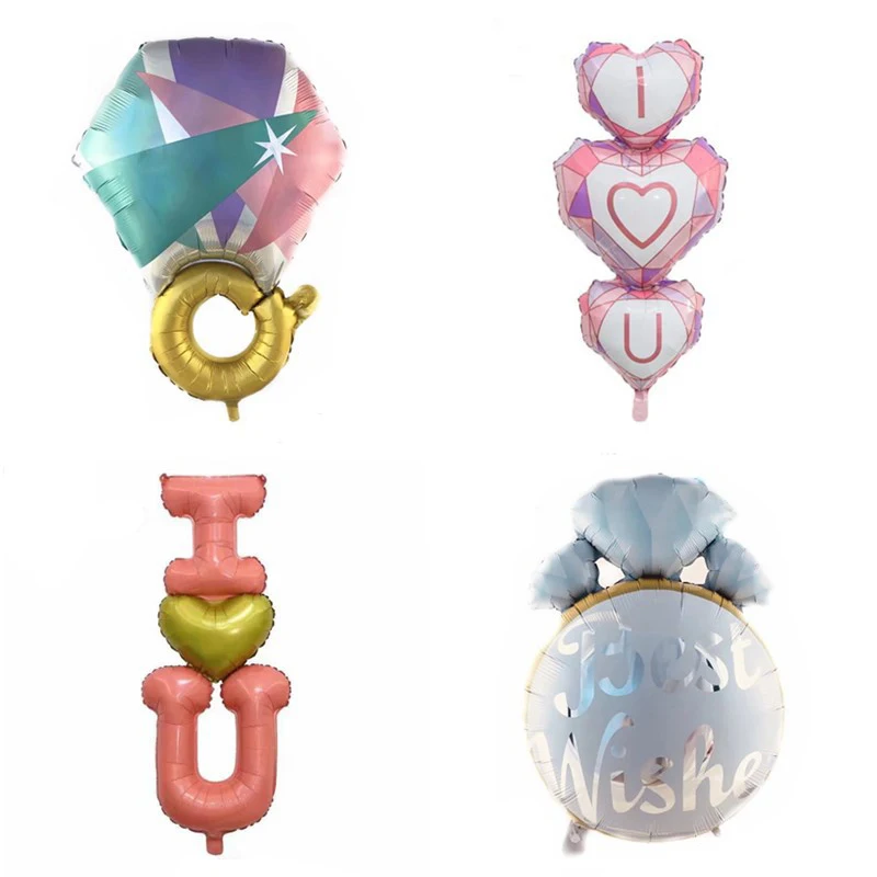 

1pc Diamond Ring Foil Balloon Wedding Party I Love You Foil Balloons Mariage Engagement Wedding Decoration Valentine Days