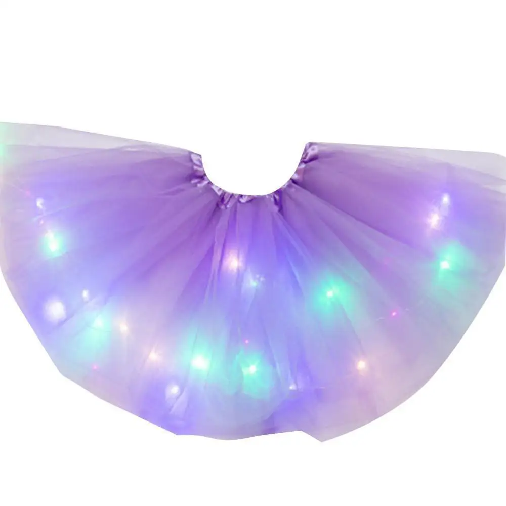 

1PC Little Girls LED Light Up Tutu Skirt Neon Colorful Luminous Party Dance Dress Festival Cosplay Costume Stage Wear 14 Colors