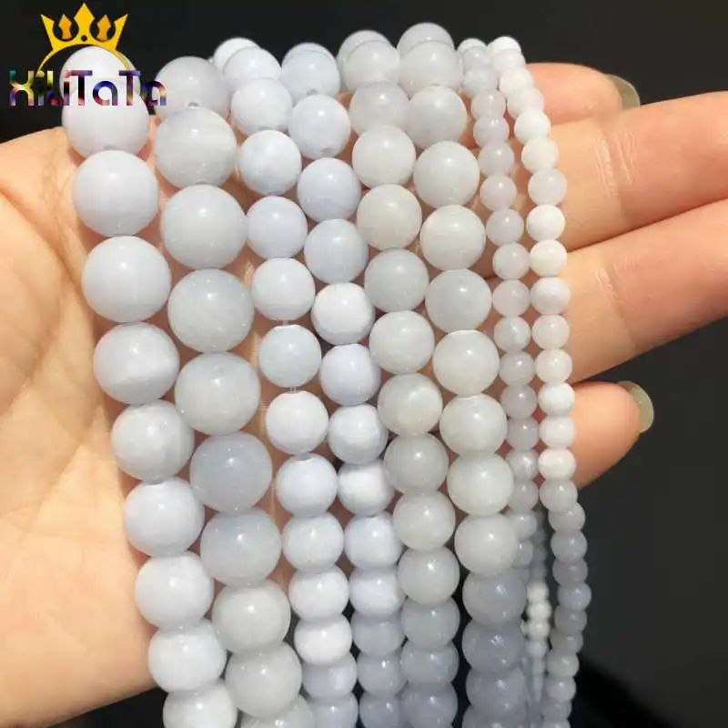 Натуральный светло-голубые бусины из нефрита Круглый незакрепленный камень для